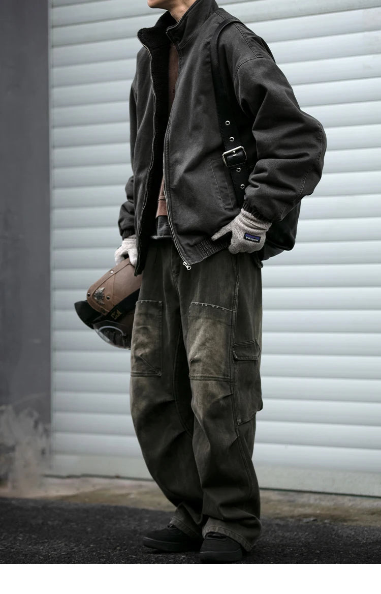 Japanese Vintage Polar Fleece Jacket Men Winter High Quality Thick Jacket Korean Streetwear Loose Couple Trendy Warm Coat Male