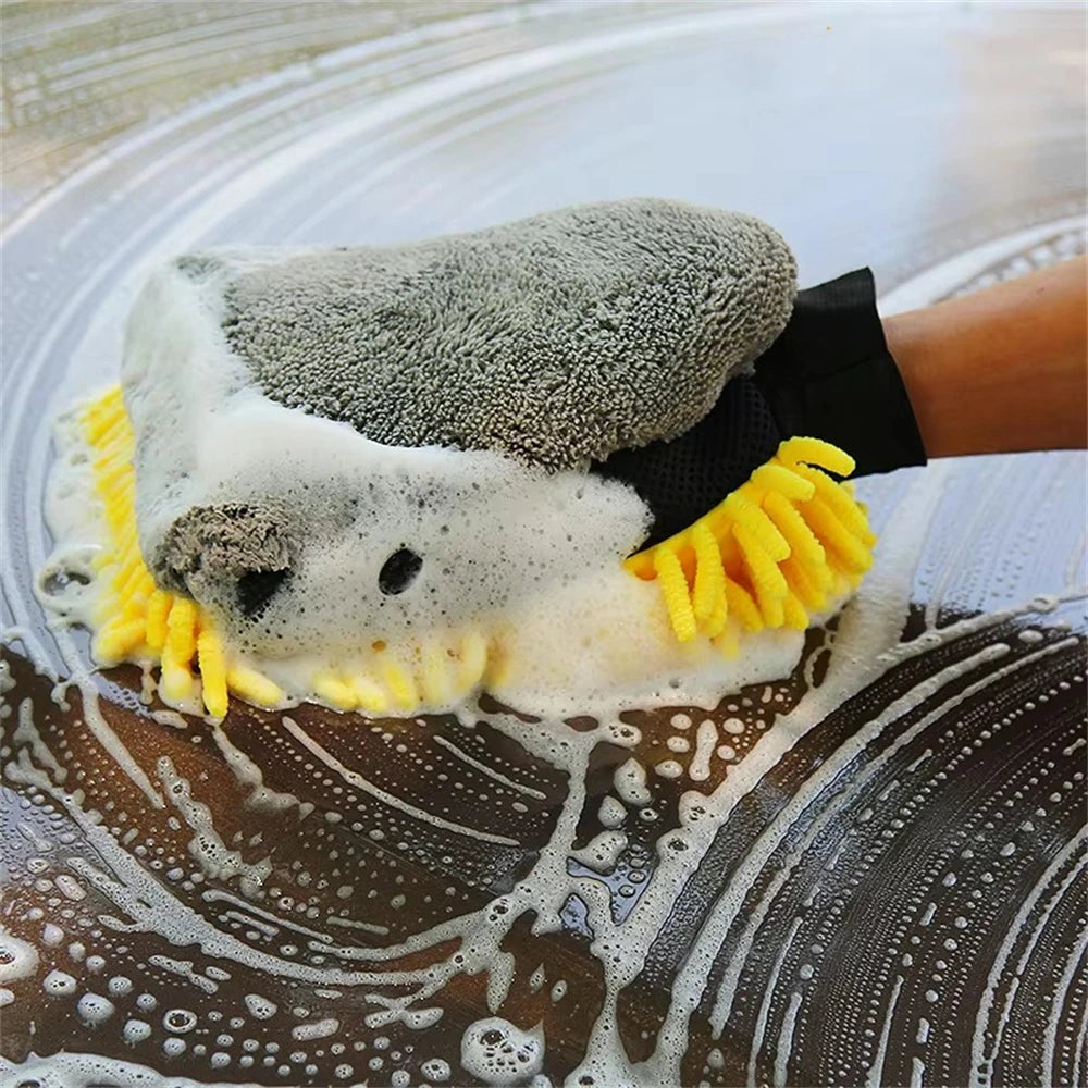 1/5pcs Car Washing Gloves Waterproof Microfiber Chenille Gloves Car Cleaning Mitt Detailing Brush Auto Care Double-faced Glove