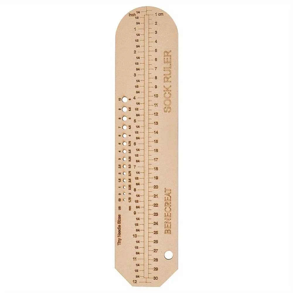 Wooden Sock Knitting Measurement Ruler