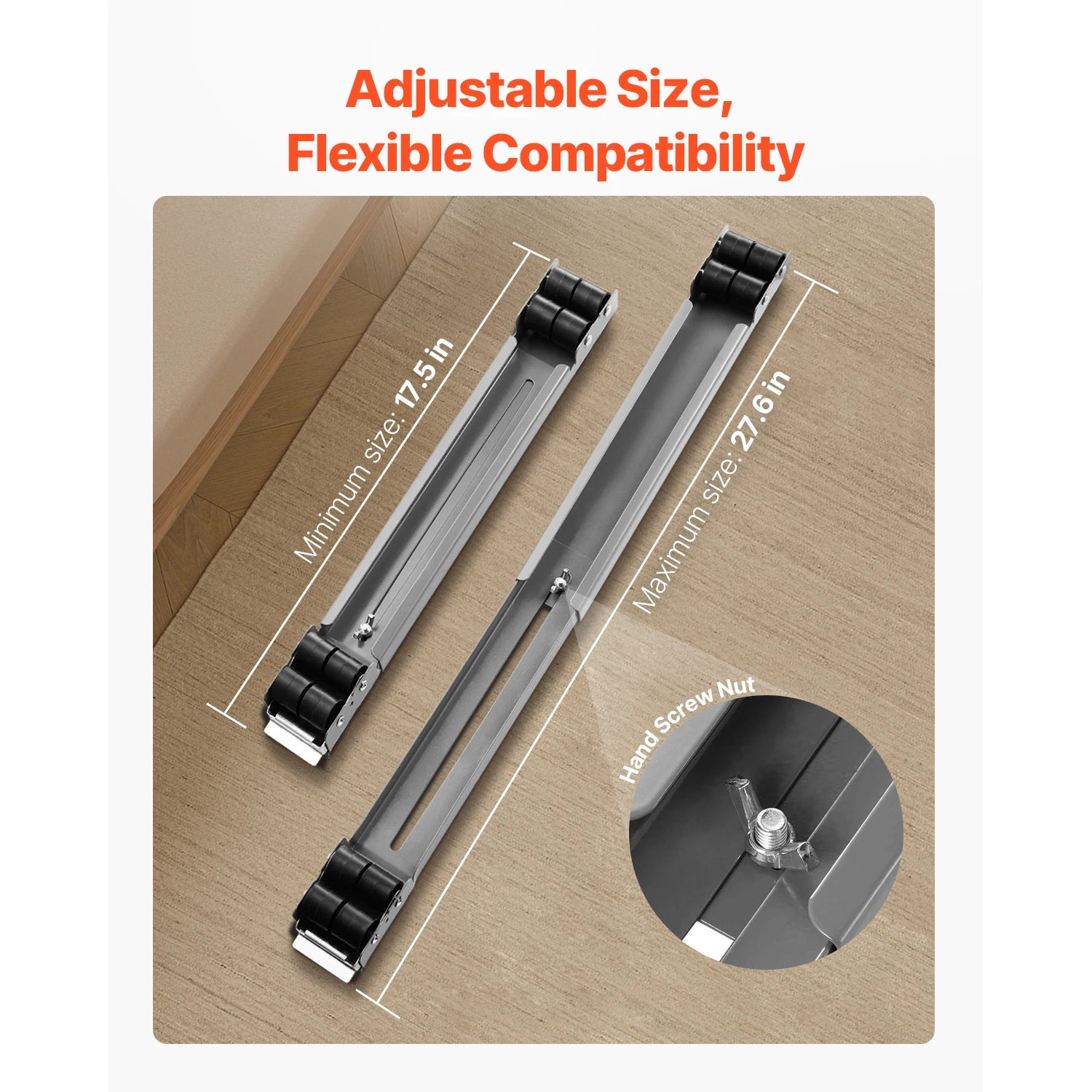 Adjustable Appliance Roller Base with Wheels 330lbs Load