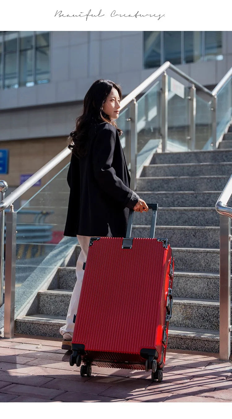 Aluminum Frame Suitcase with Silent All-Terrain Wheels and Cup Holder