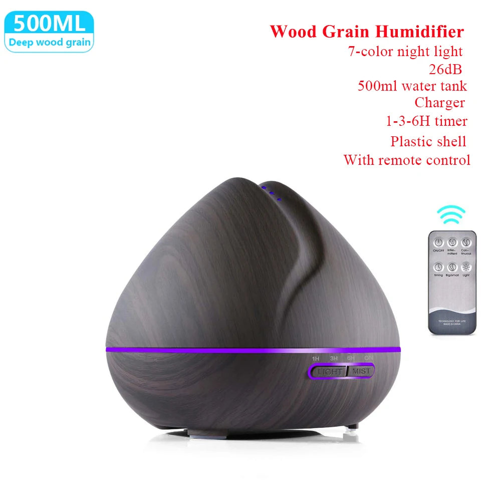 Humidificador ultrassónico e difusor de aromas com controlo remoto