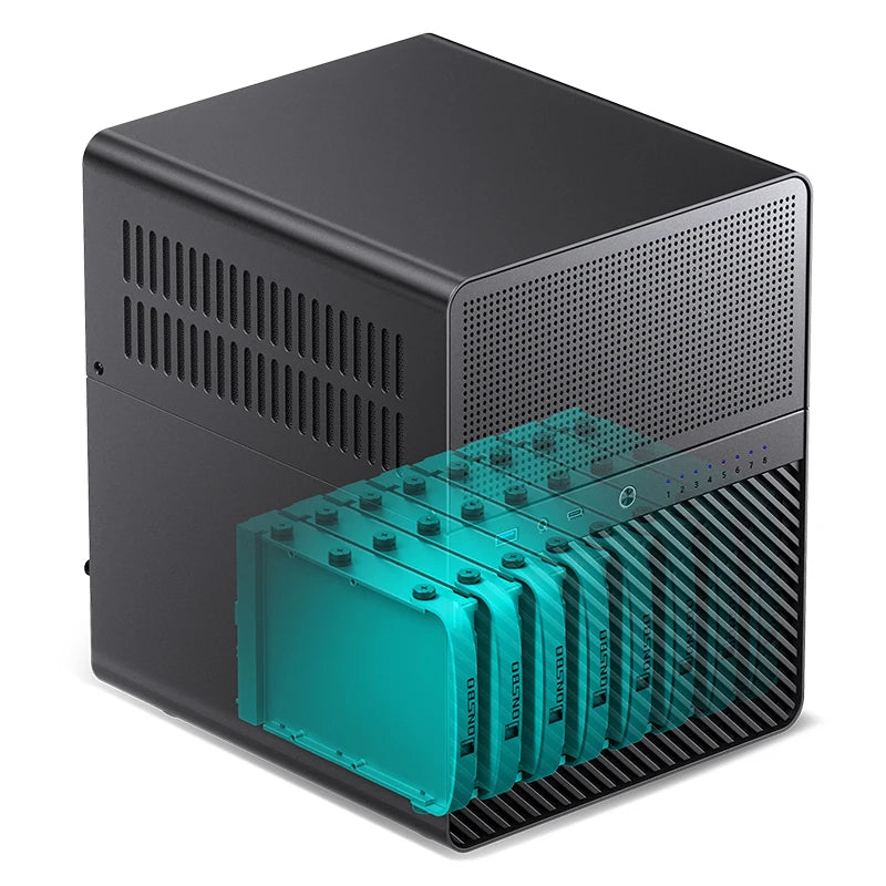 JONSBO N3 Mini NAS-chassi ITX Mini aluminium med stålplatta, stöd för 130 mm CPU-kylare, två 100×25 mm-fläktar ingår