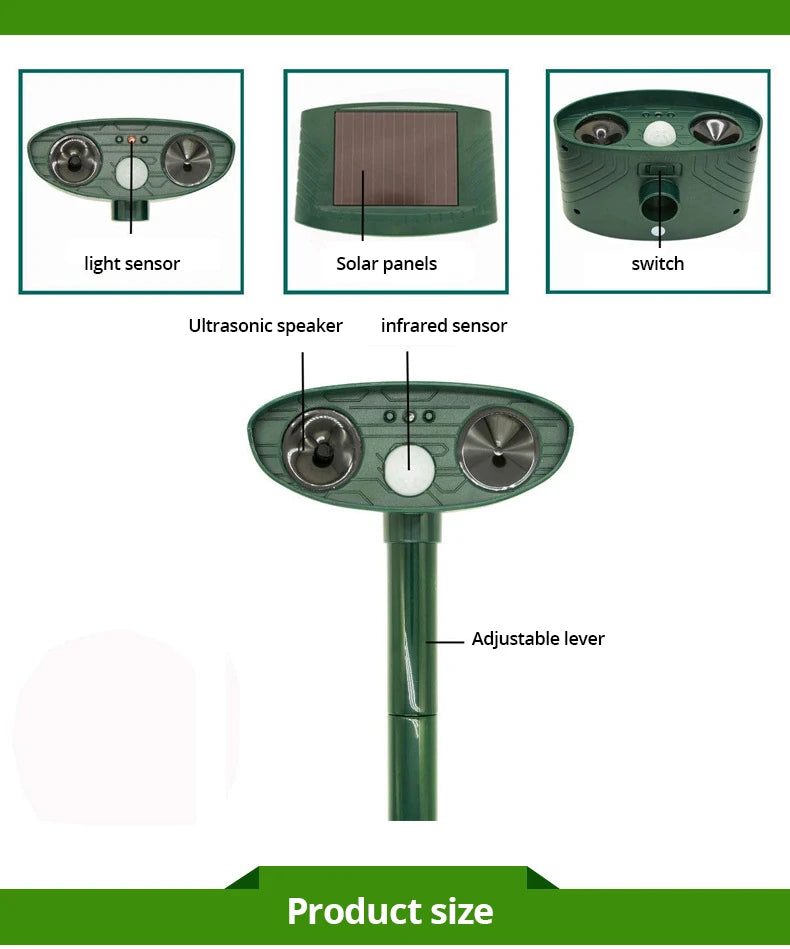 1pc ultrasound Repellant Cat Dog Repellant Solar Powered Rechargeable Garden Waterproof creature Deterrent For Farm Yard