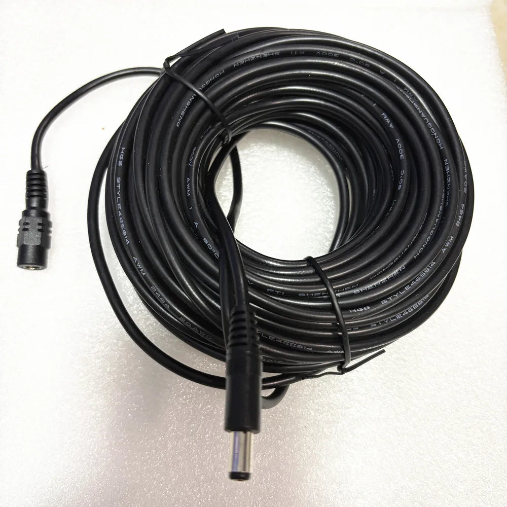Cabo de Alimentação de Extensão DC 12V Masculino para Feminino 2,1mm x 5,5mm Preto