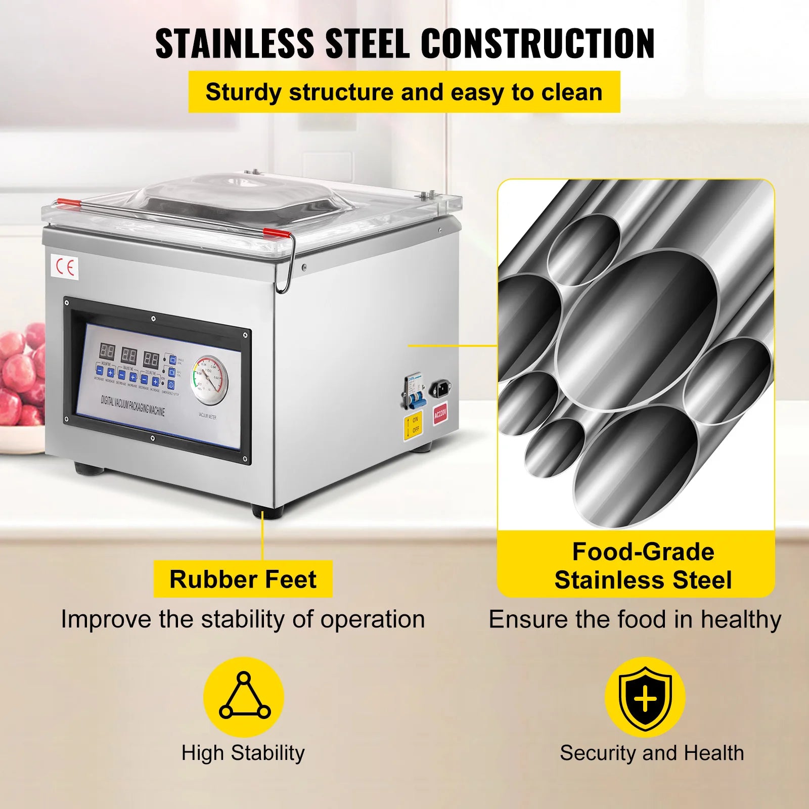 DZ-260C Chamber Vacuum Sealer 31cm Digital Food Packing Machine