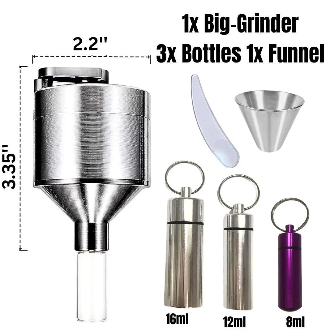 Manual Spice Grinder Set with Funnel and Vials