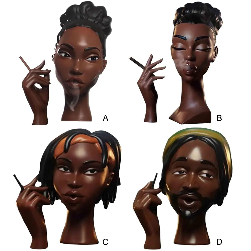 NEW Head Incense Burner Black Women Face Resin Incense Holder With 60Pcs Incense Cones for Bedroom Office Home