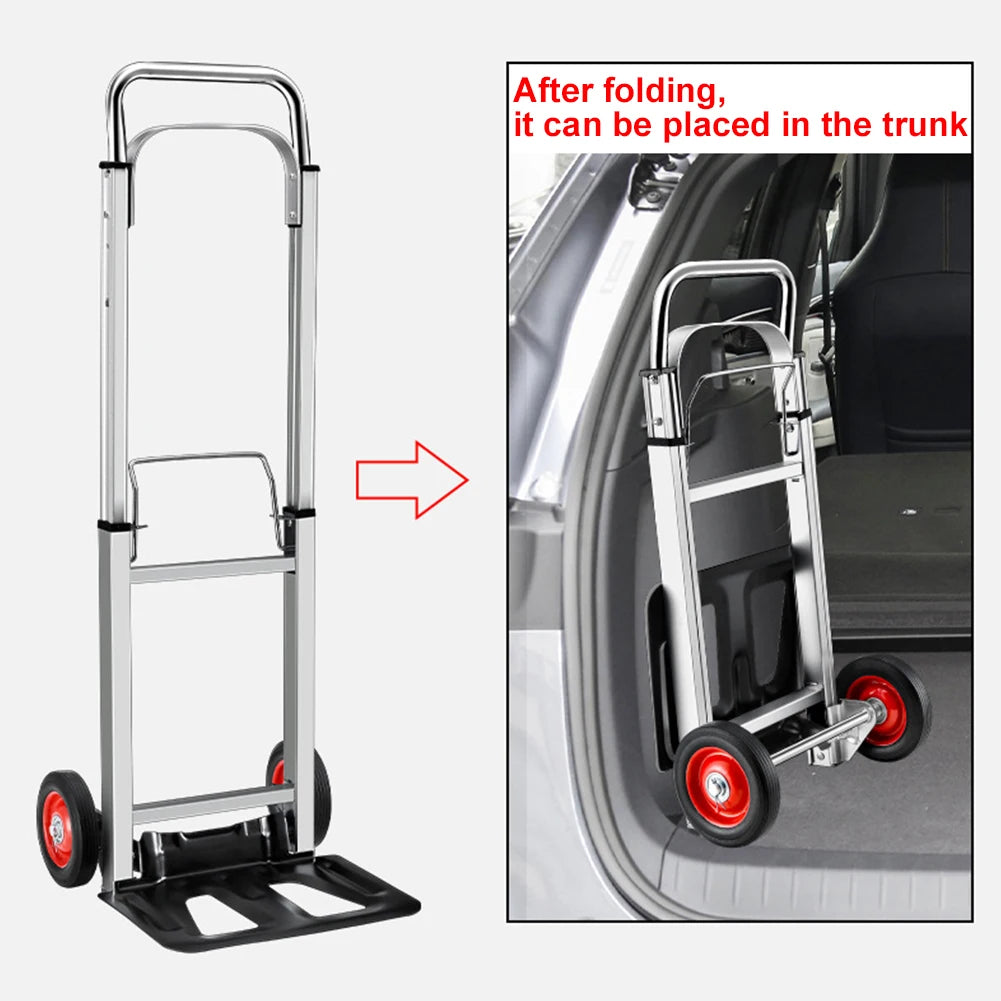 Folding Sack Truck Portable Dolly Cart Long Telescoping Handle Heavy Duty Barrow Cart Non-Slip for Moving and Travel
