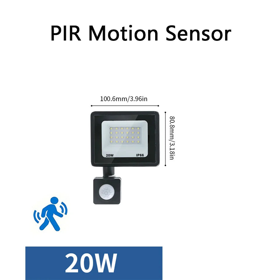 Proiector LED cu senzor de mișcare PIR, opțiuni de 10–300W