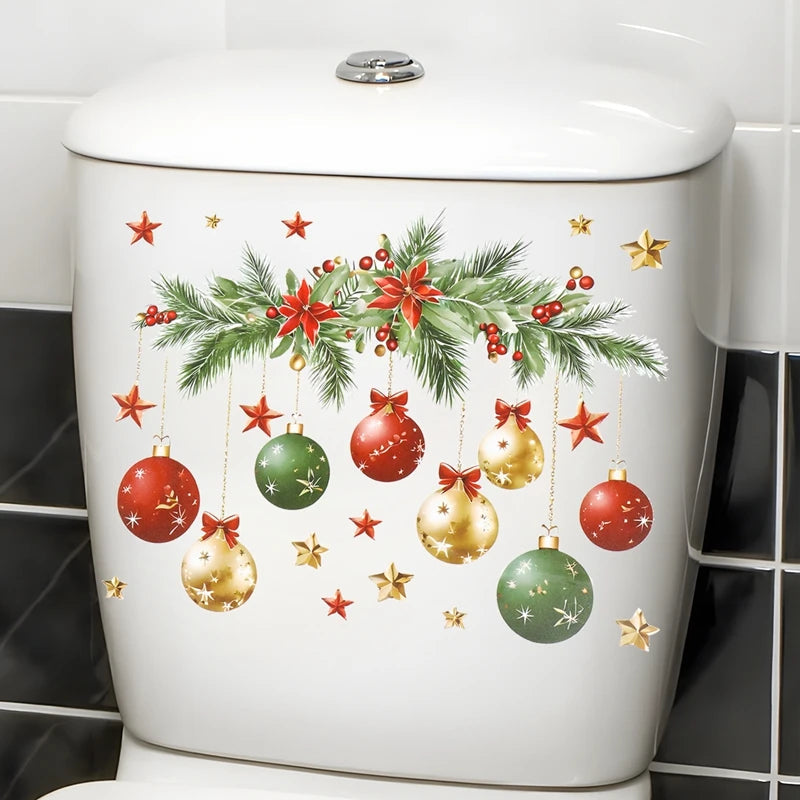Christmas Toilet Sticker Merry Christmas Decoration for Home 2025 Pendant Xmas Sticker Ornament Navidad Natal New Year Gift 2026