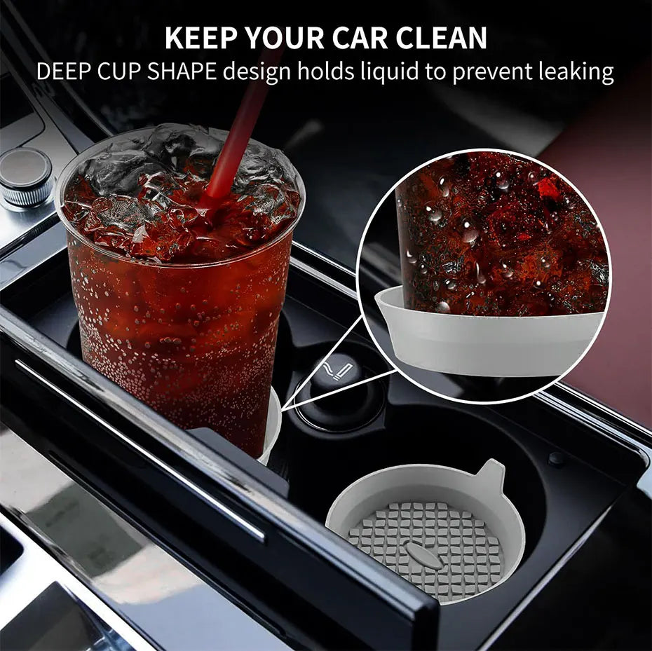 SEAMETAL 2Pcs Car Cup Coasters Non-Slip Silicone Cup Cushion Waterproof Washable Vehicle Coaster Auto Drink Holder Bottom Mat
