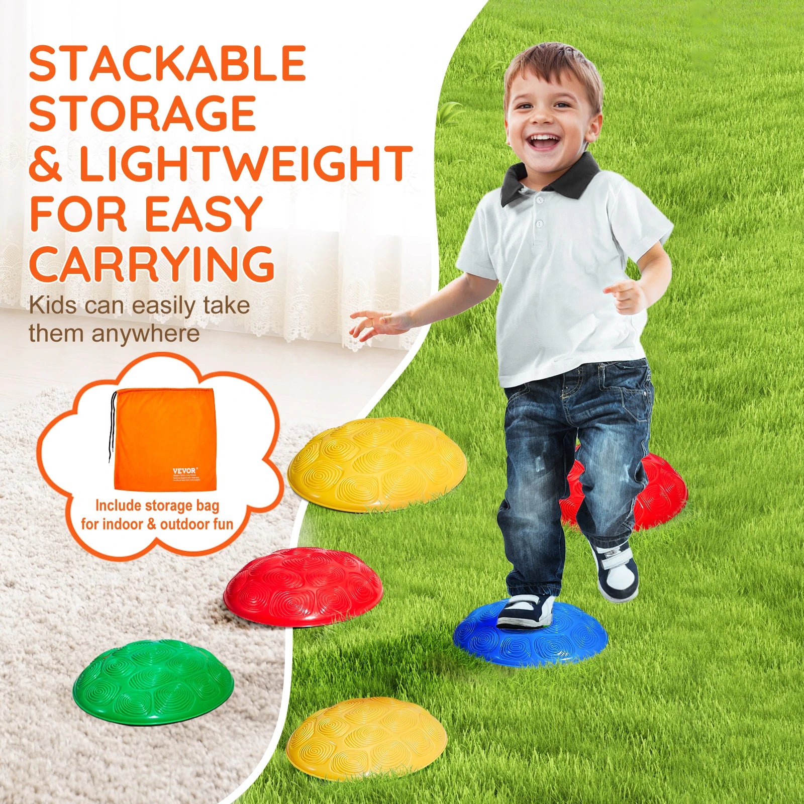 Set Kinderen Balans Stapstenen met Antislip Ontwerp (6 STUKS)
