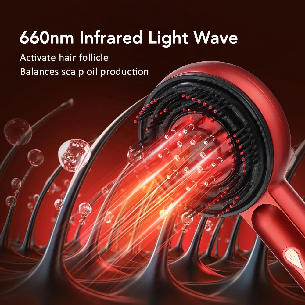 Electric Vibration Massage Comb Red Light Therapy Hair Growth Massage Scalp Brush Anti Hair Loss Liquid Oil Applicator Hair Care