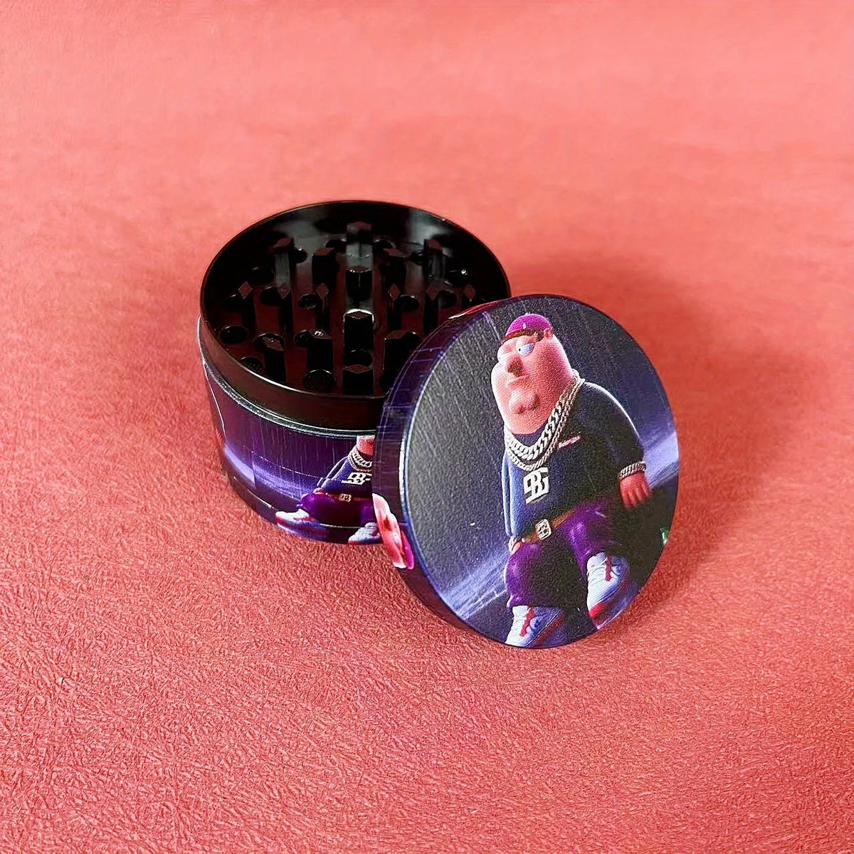 2 inch Cartoon Herb Grinder, 4-Layer Zinc Alloy, Magnetic Lid