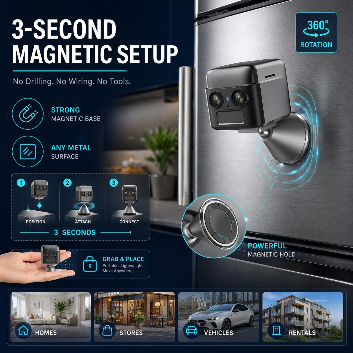 OKAM PRO WIFI MINI Double objectif HD 10MP Zoom 6X Caméra 4G SIM With Two-Way Talk Vision nocturne Détection de mouvement PIR Caméra de sécurité étanche
