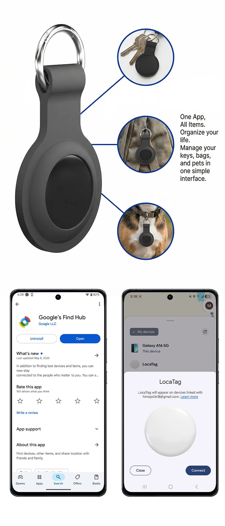 Android langdistancefinder vandtæt anti-tab smart-tag