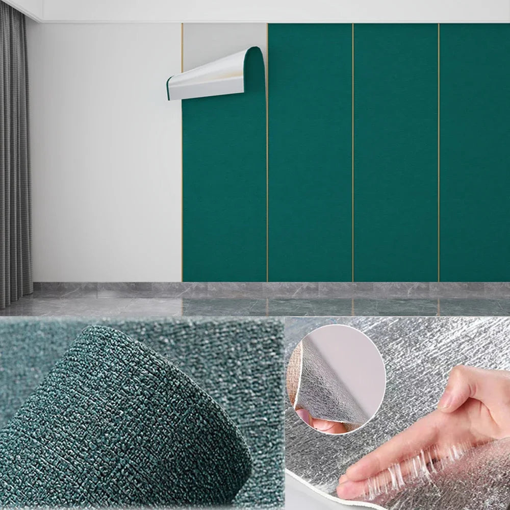 3D Self-Adhesive Linen Wallpaper Continuous Waterproof Wall Stickers Living Room Bedroom Kitchen Cabinet Waterproof Wall Sticker