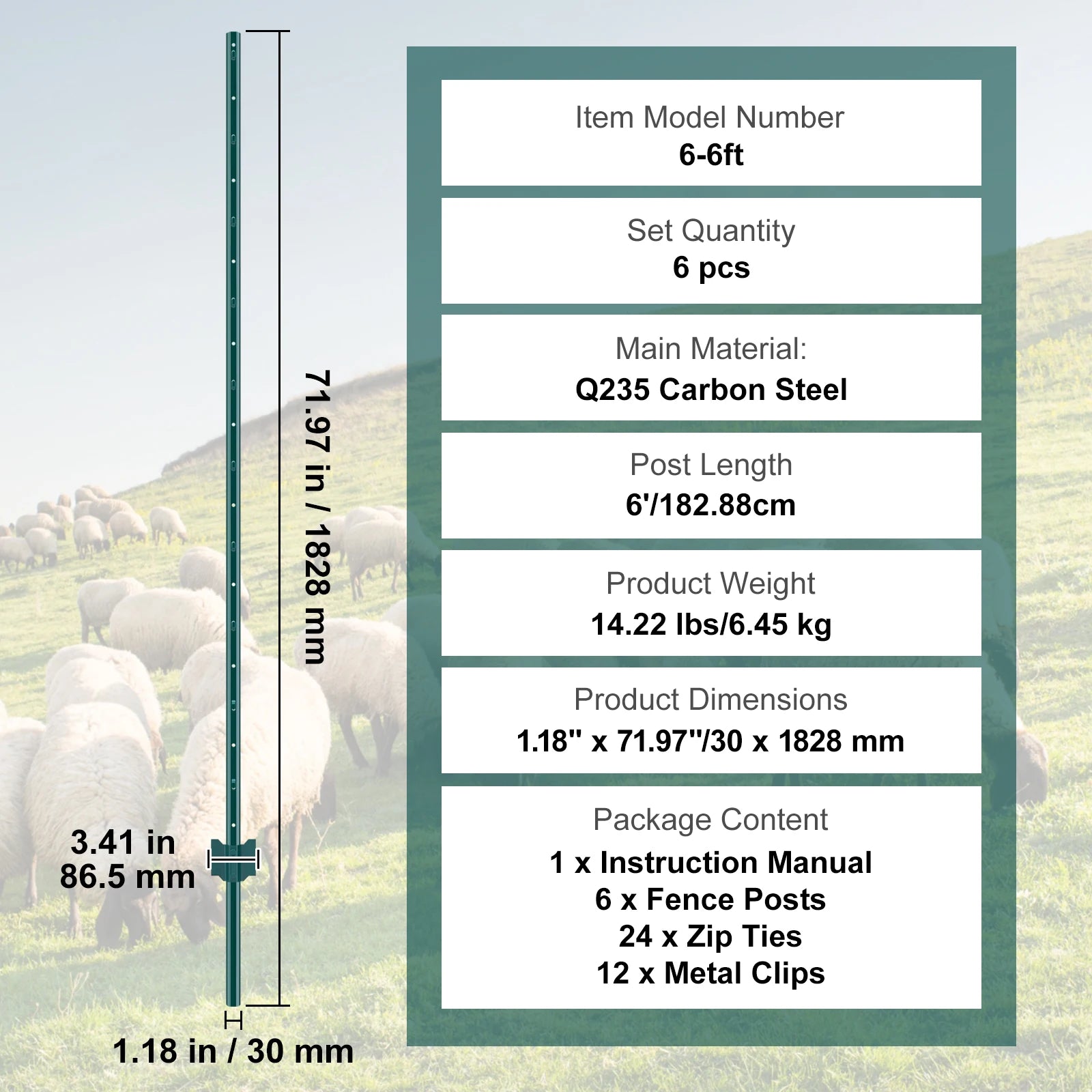 SucceBuy Fence Post T-Post Heavy Duty Metal Fence Post Sturdy Steel Fence Stakes for Garden Yard Lawn Farms Outdoor Wire Fencing
