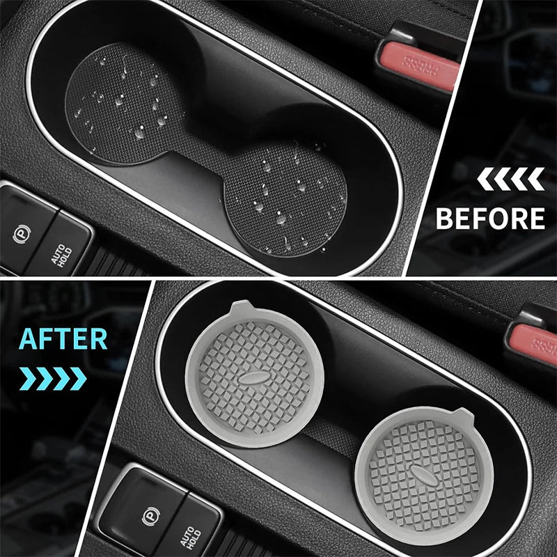 SEAMETAL 2Pcs Car Cup Coasters Non-Slip Silicone Cup Cushion Waterproof Washable Vehicle Coaster Auto Drink Holder Bottom Mat