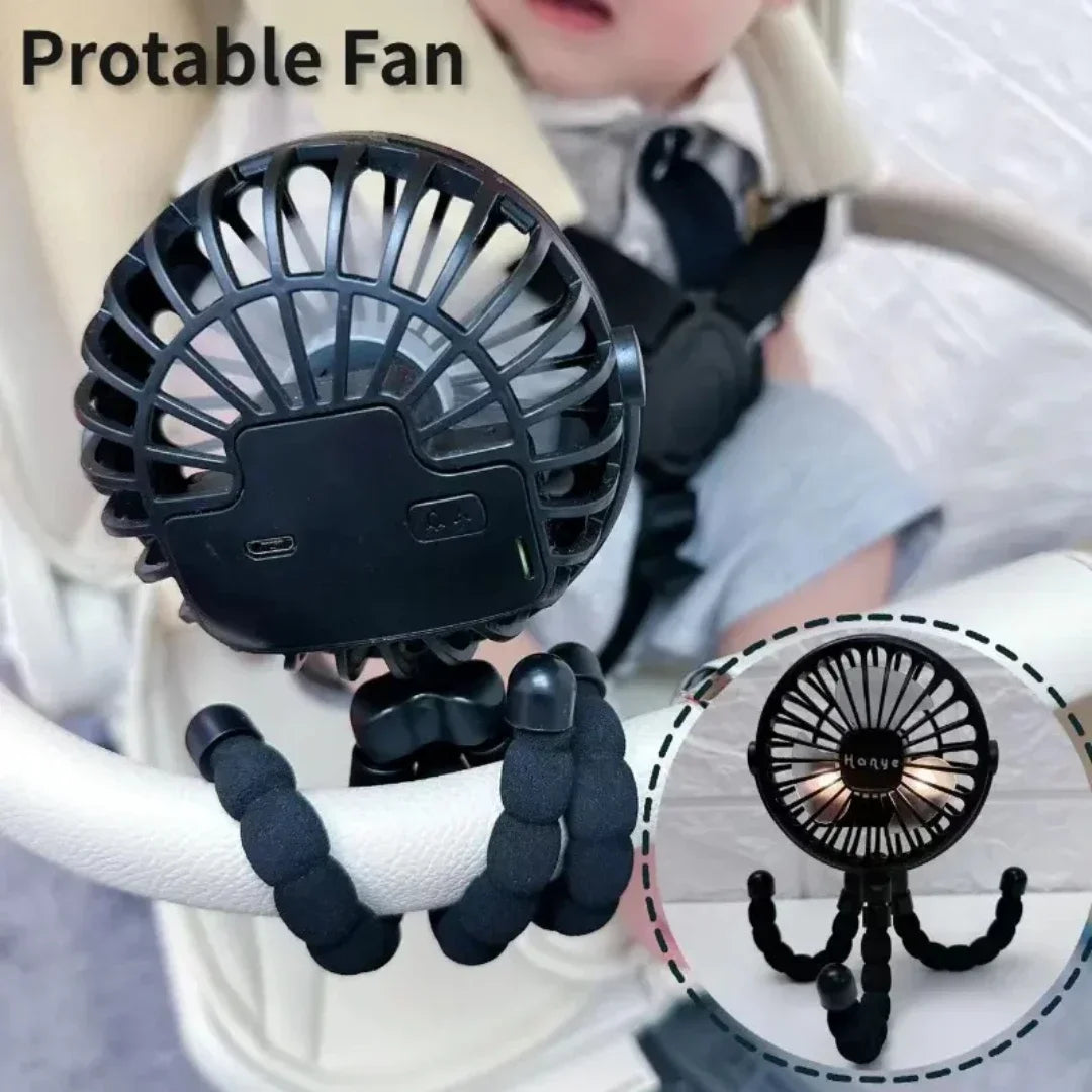 USB Handheld Folding Fan – Portable Mini Fan for Stroller and Desk