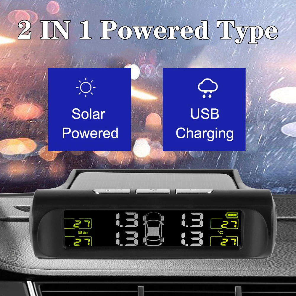 Solar TPMS Tire Pressure Monitoring System with External Sensors