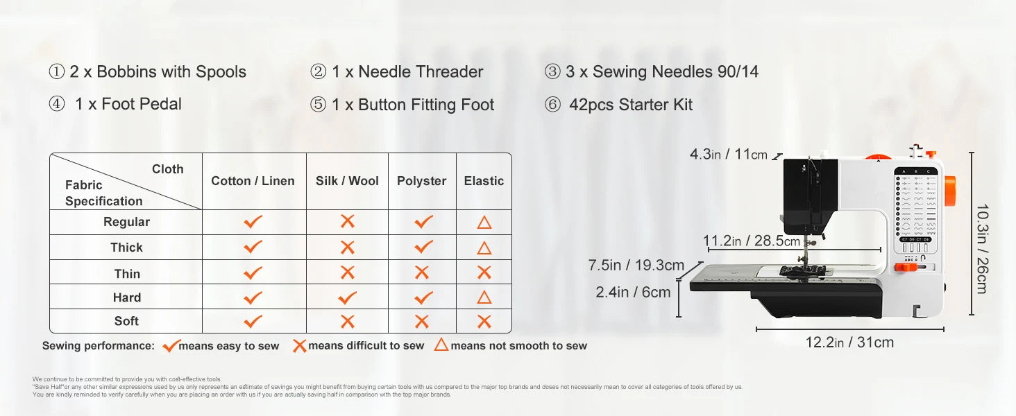 Portable Sewing Machine with 38 Stitches & Dual Speed Control