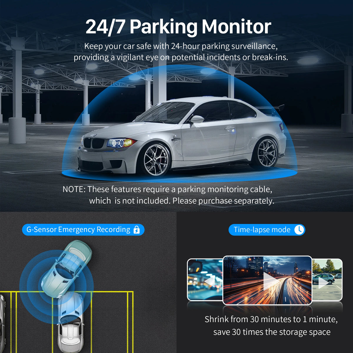 Dash cam KAWA D6 3K Video Recorder Car Dash Camera for AUTO, Car DVR Voice Control,Night Vision Dashcam Upgrade