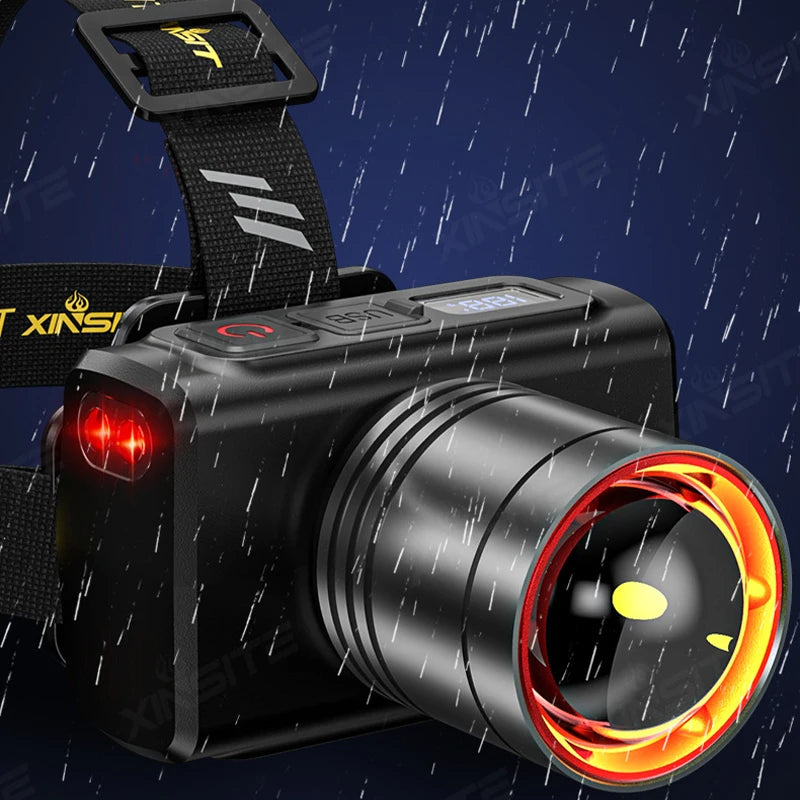 Rechargeable Headlamp Super Bright Head Light Motion Sensor Front Led Head Flashlight Waterproof Outdoor Camping Flashing