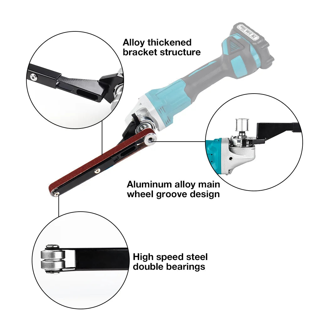 Angle Grinder to Belt Sander Converter Sanding Belt Adapter M10/M14 Angle Grinder for 100/115/125 Wood/Metal Edge Polishing Tool