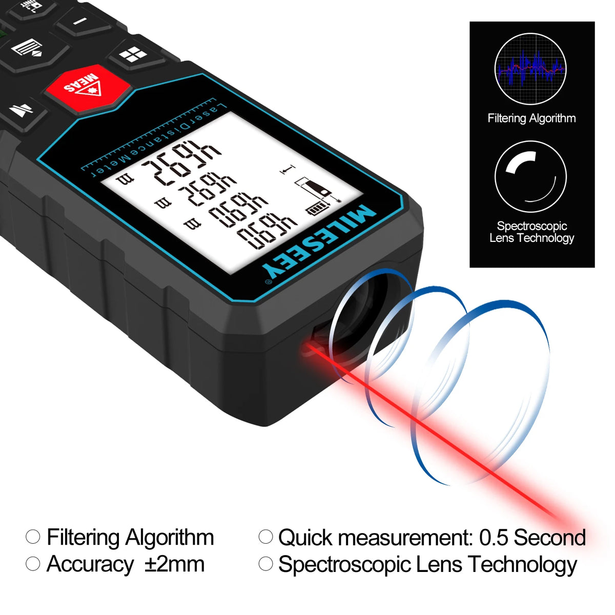Digital laseravståndsmätare med modellval