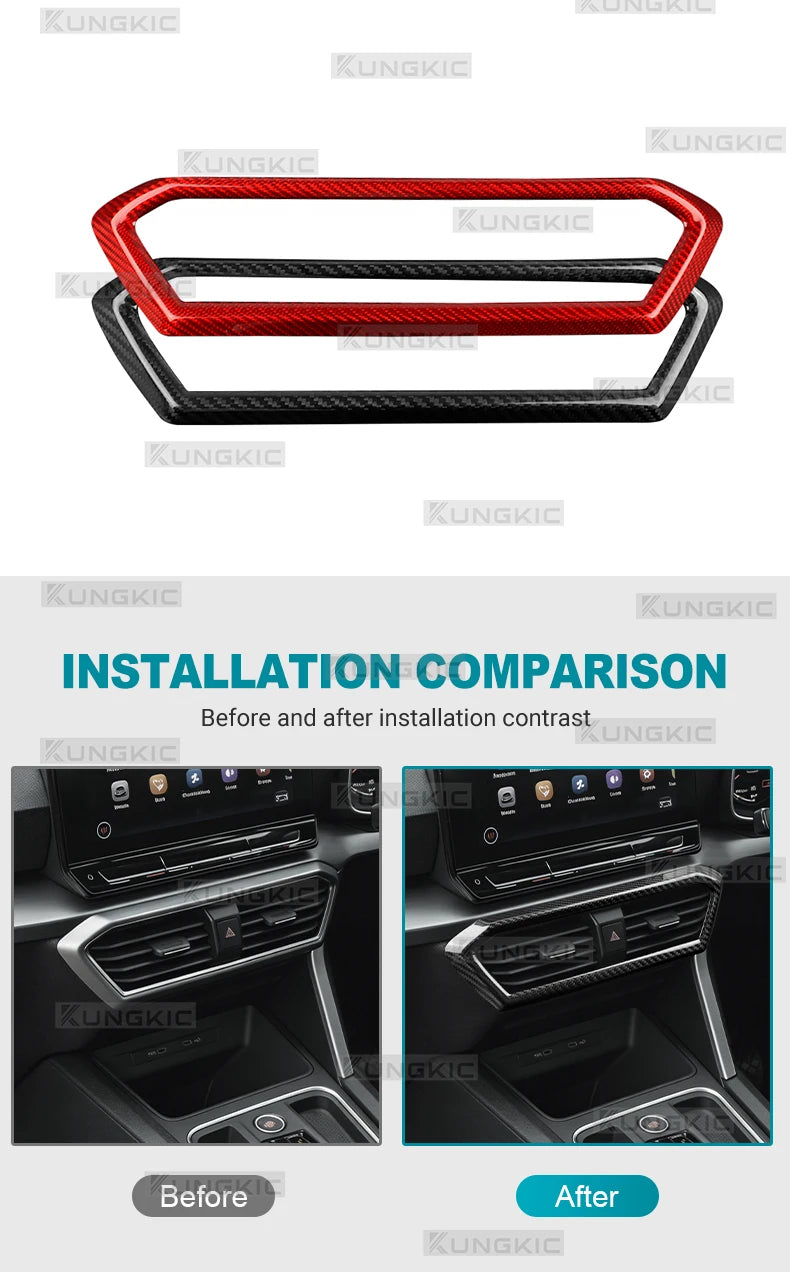 Real Hard Carbon Fiber Center Console Air Outlet Trim for Cupra Leon