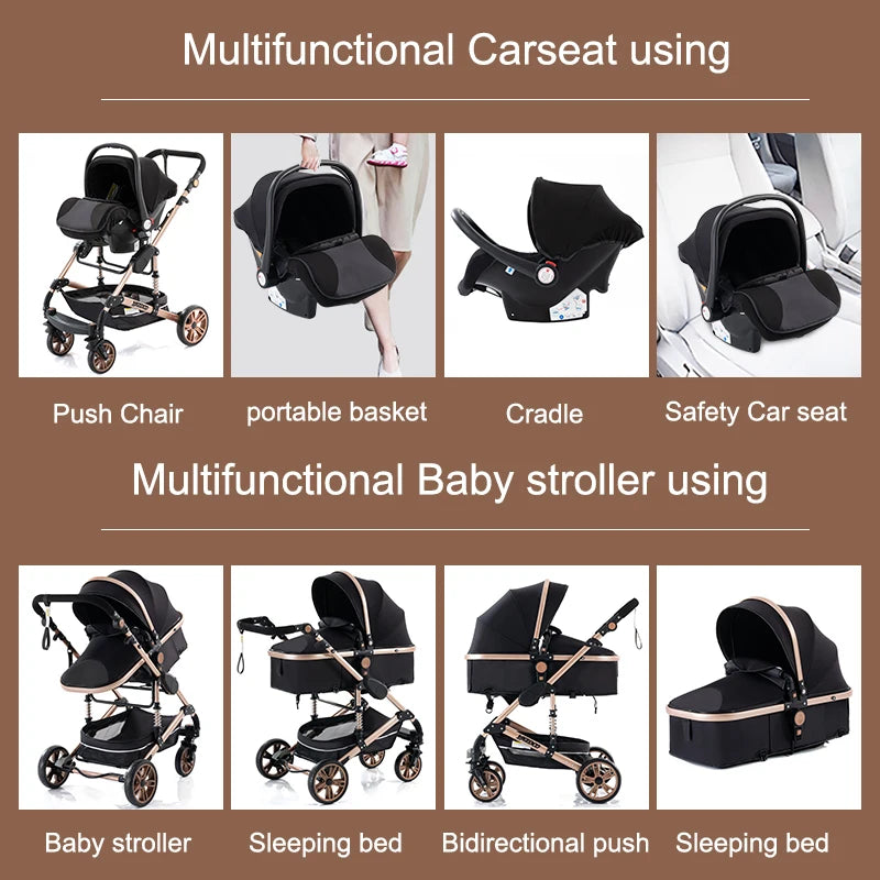 Luxurious 3‑in‑1 Baby Stroller High‑Landscape Travel System