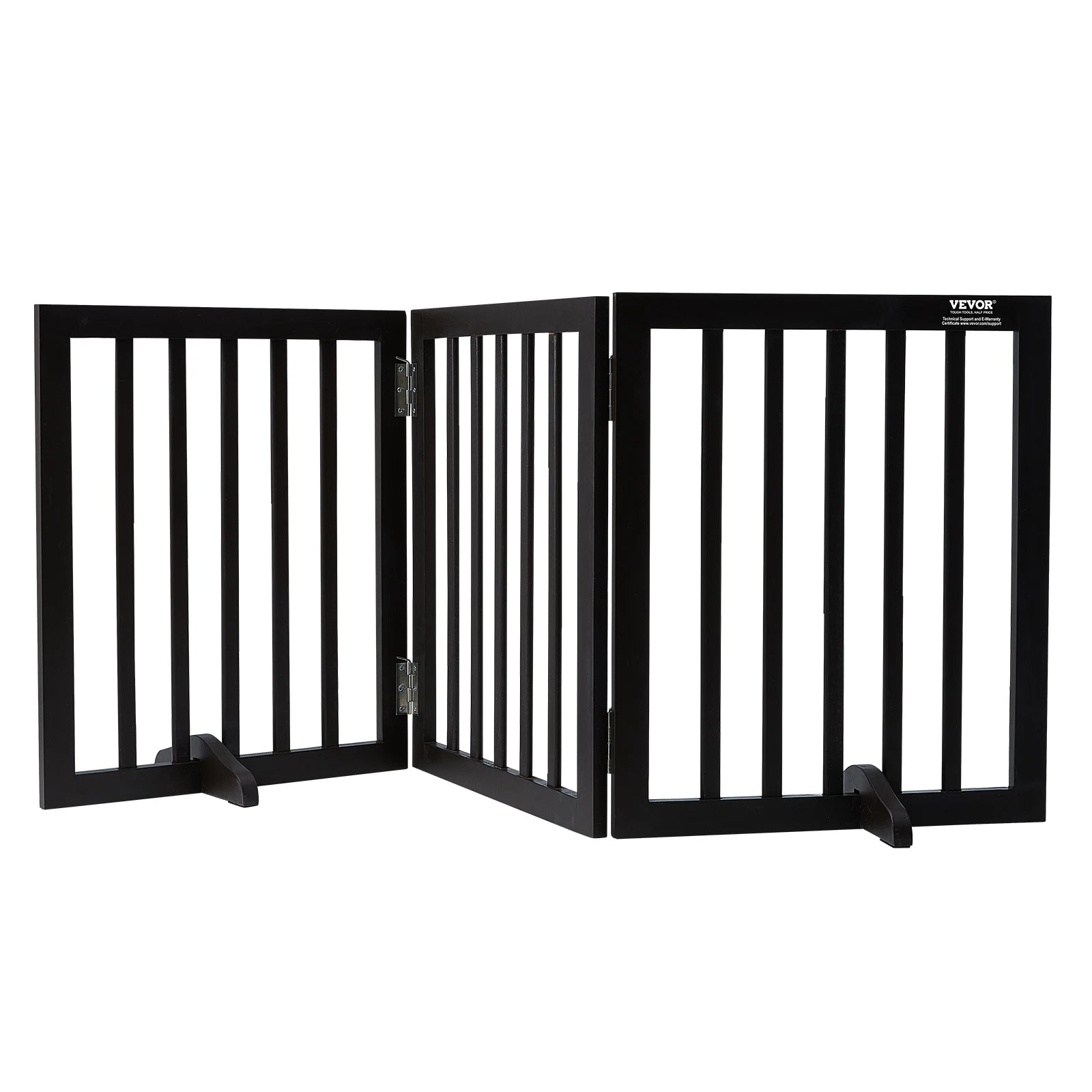Freestanding Foldable Dog Gate 3 Panel Wood Pet Barrier 60"