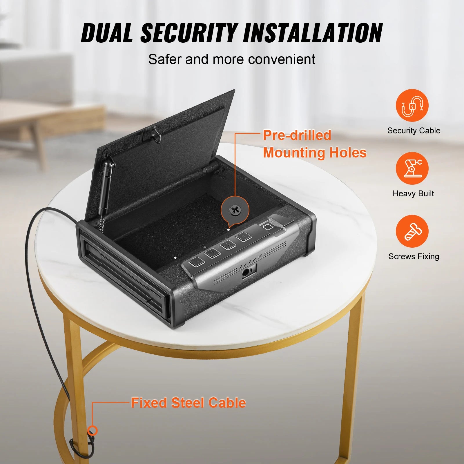Biometric Pistol Safe with 3-Way Access & Steel Protection