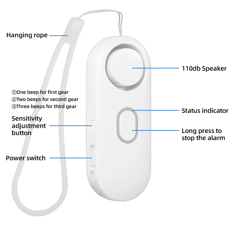110dB Loud Vibration Detector Alarm for Door and Window