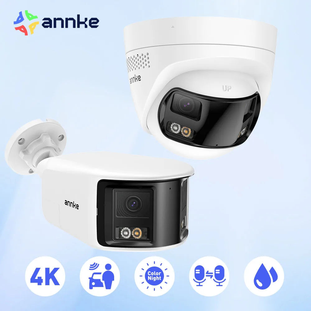 ANNKE Smart Home 180° 8MP DUO POE Dual Lens Wide View Outdoor Video POE Camera,4K AI Human Detect,8MP Security CCTV Camera