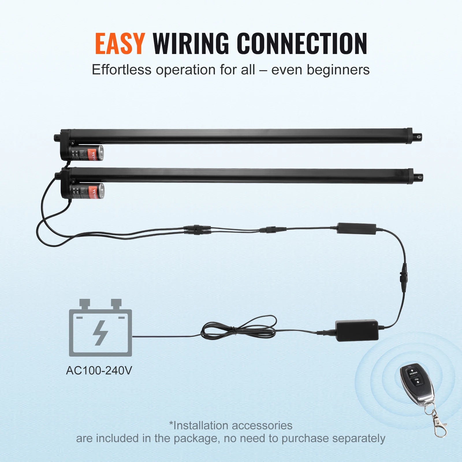 2-Piece Linear Actuator Kit 1000N 30 Inch with Remote