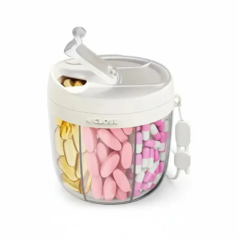 Tragbarer Pillenorganizer mit unterteilten Fächern