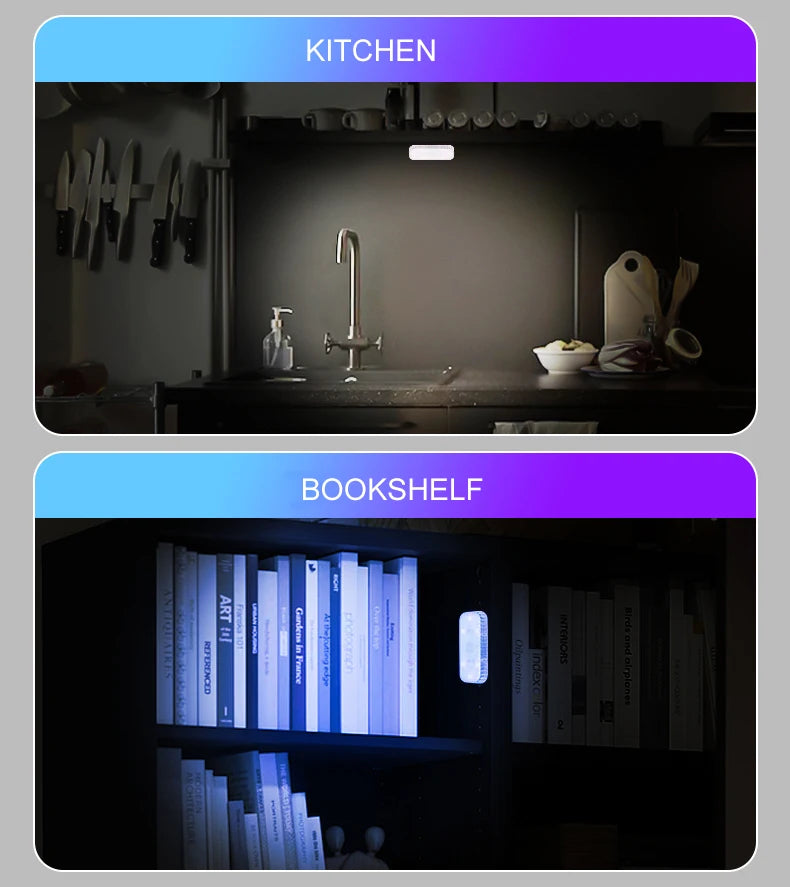 LED Touch Light Mini Wireless Car Interior Lighting Auto Roof Ceiling Reading Lamp for Trunk Storage Box USB Charging