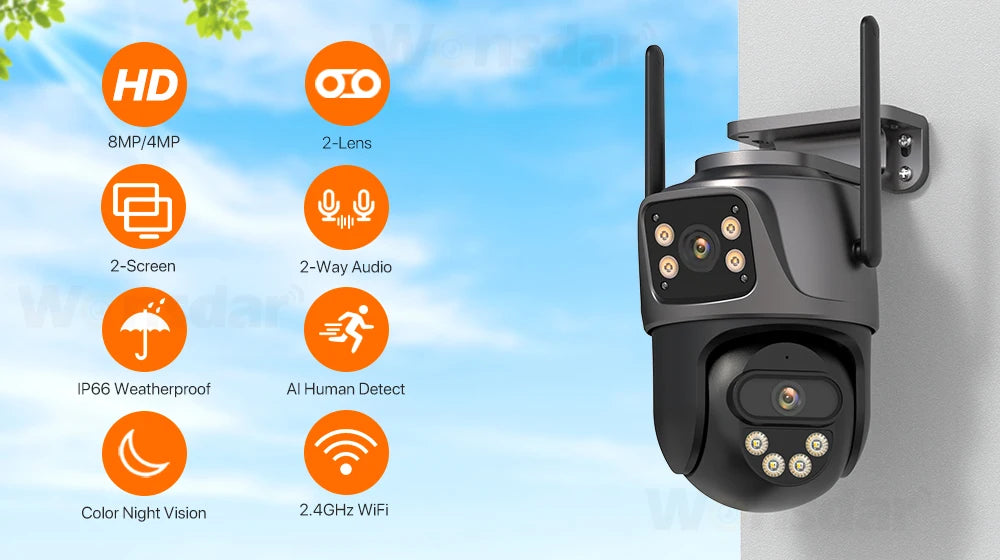 4K Dual Lens WiFi PTZ Security Camera