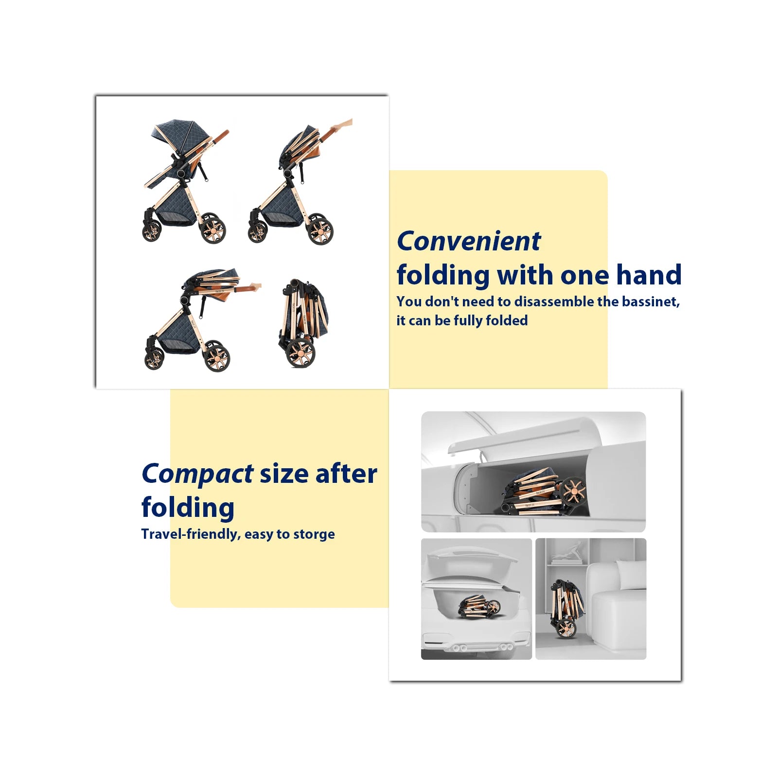 3-in-1 High Landscape Baby Stroller Travel System