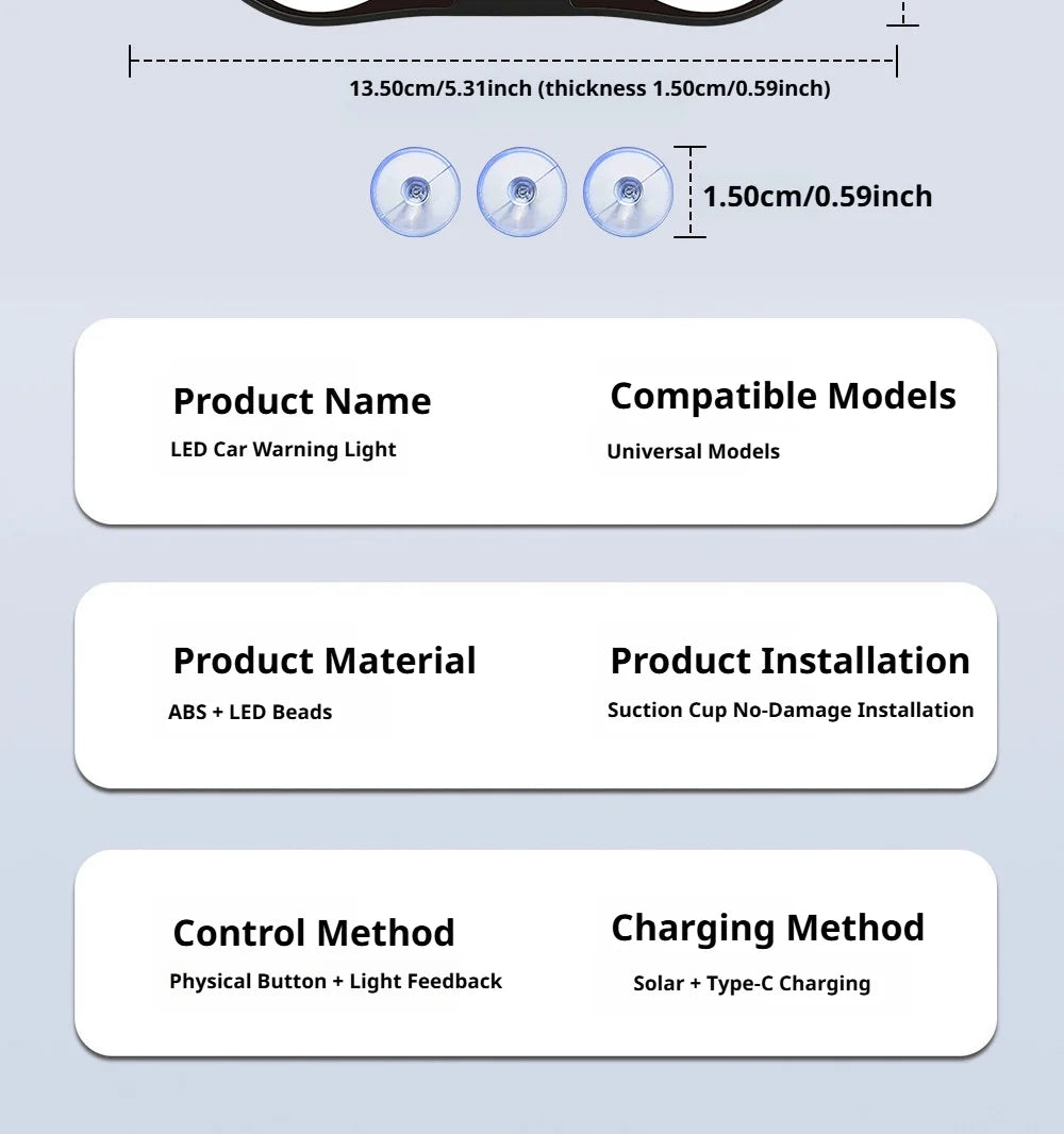 SEAMETAL Car Dynamic Expression Light Neon LED Solar Type-C Rechargeable Wireless Devil's Eyes Light Smart Sensor Universal Fit