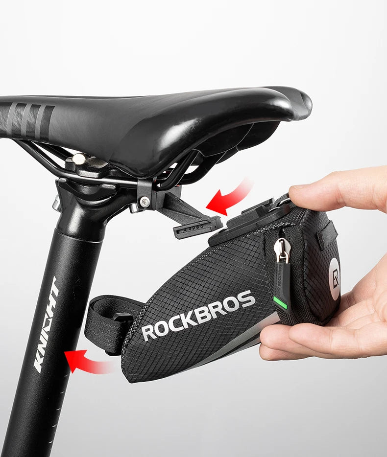 Compact Bike Saddle Bag with Reflective Design & Tool Storage