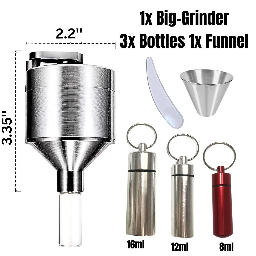 Manual Spice Grinder Set with Funnel and Vials