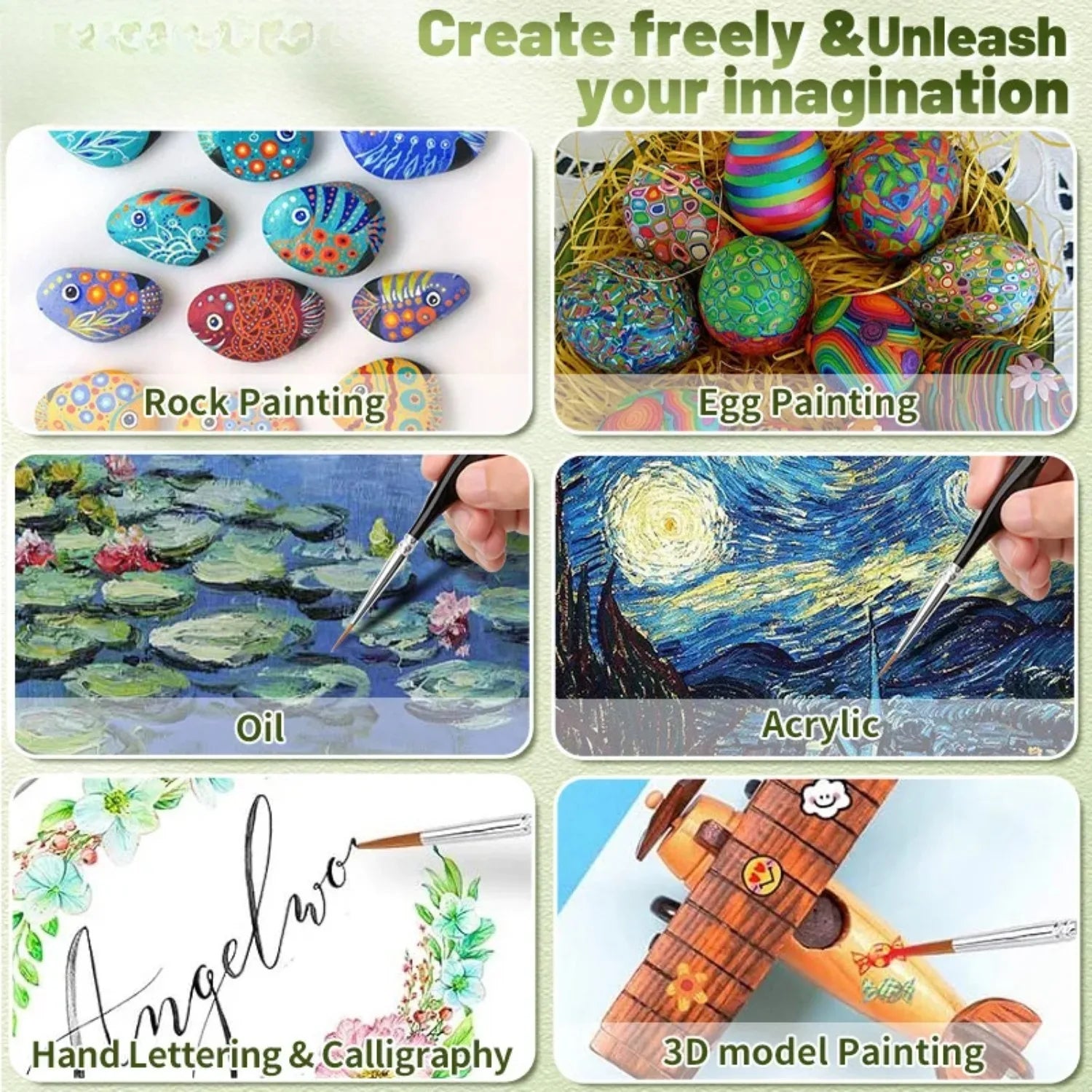 Zestaw ultra-cienkich pędzli do farb akrylowych i detali miniaturowych