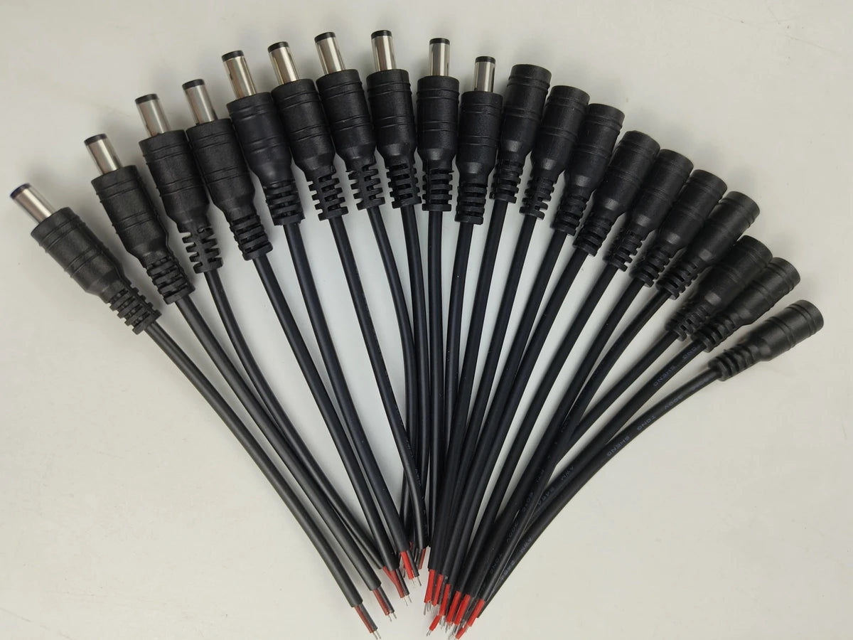 1/5/10 Pcs 5.5x2.1mm DC Male Female Power Plug Cable Wire Jack Adapter Connector for CCTV Single Color 3528 5050 LED Tape Light