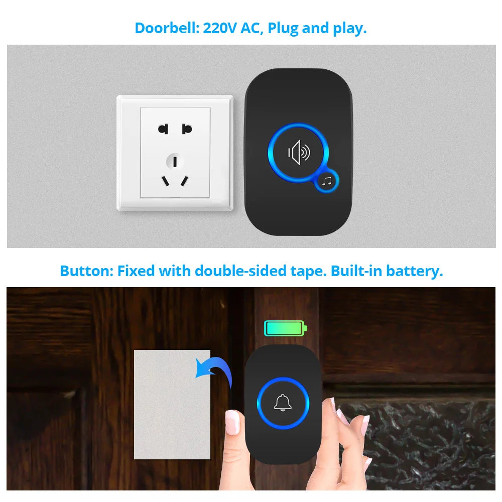 Wireless Doorbell with 32 Ringtones and 4 Volume Levels