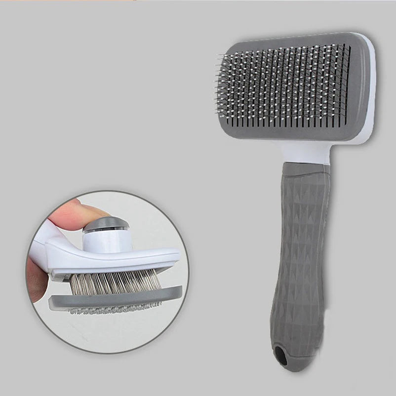 Pet Grooming Brush with Push-Button Hair Release