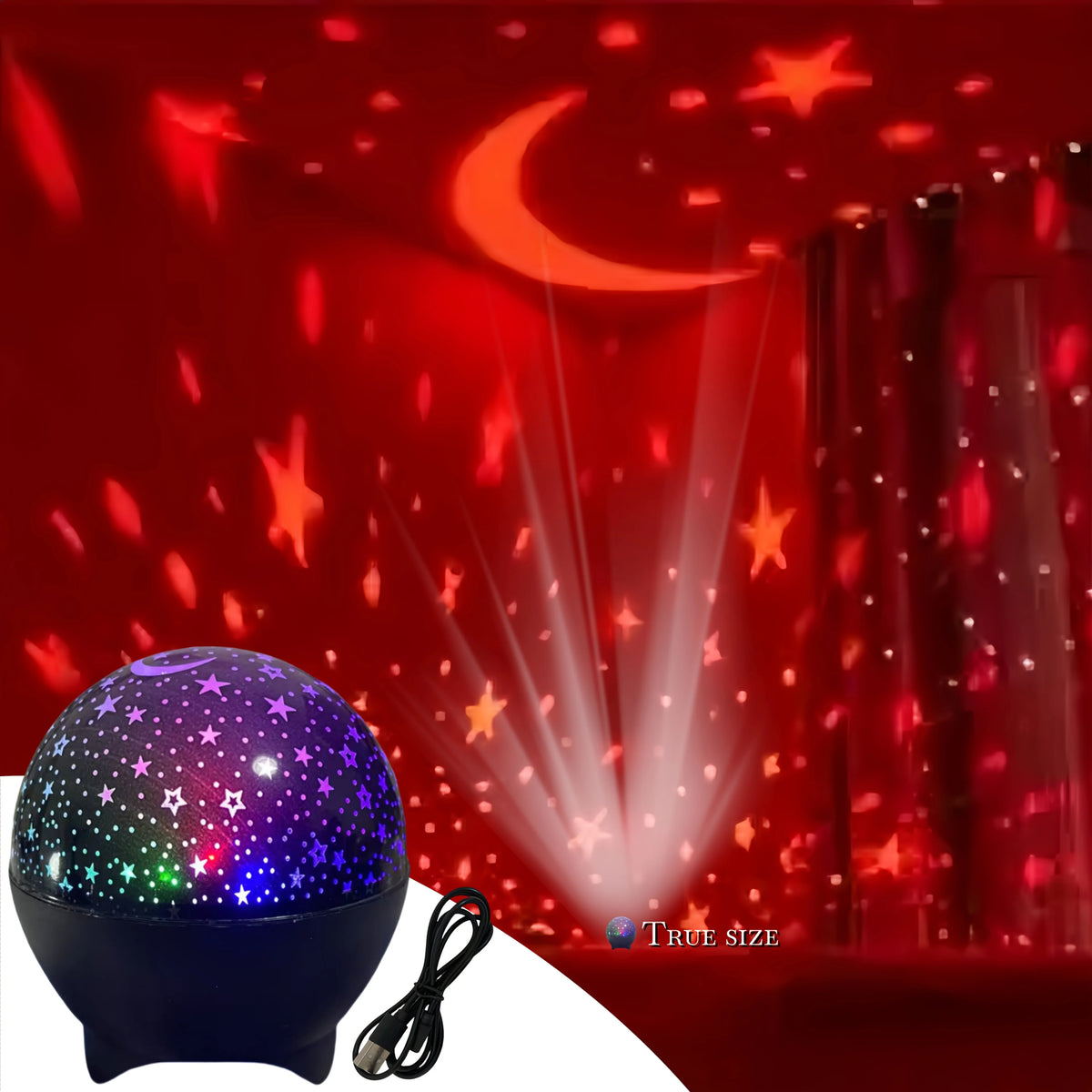 LED noćno svjetlo s projektorom Mjeseca i zvijezda, 7 načina rada u boji